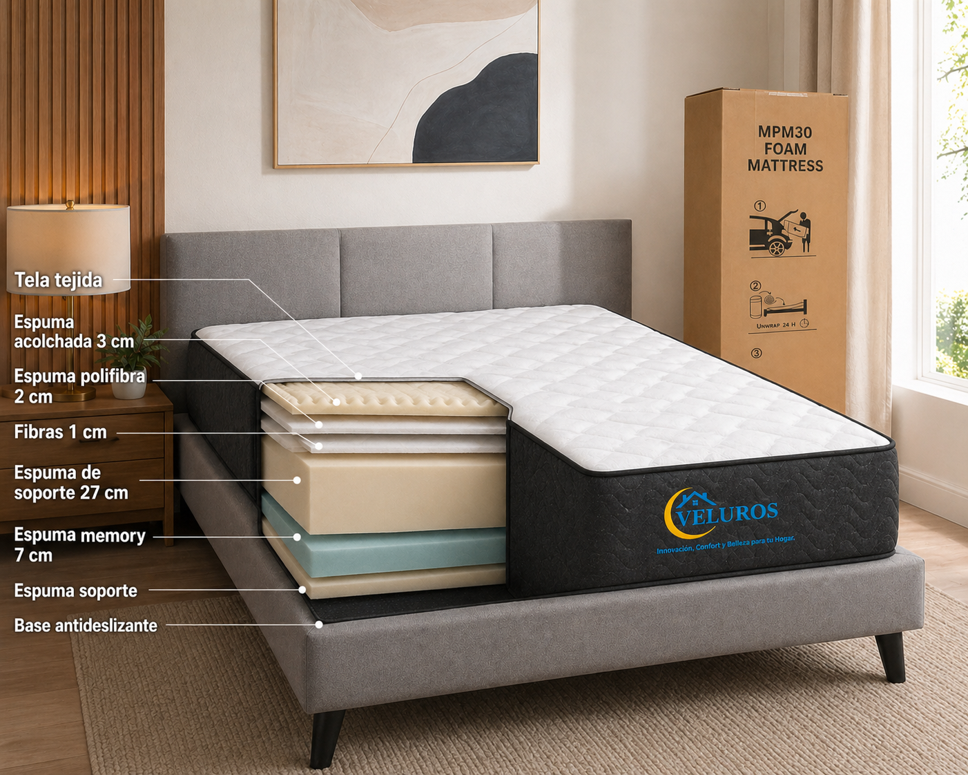 Colchon Veluros 2X2  Ref. MPM30 FOAM MATTRESS