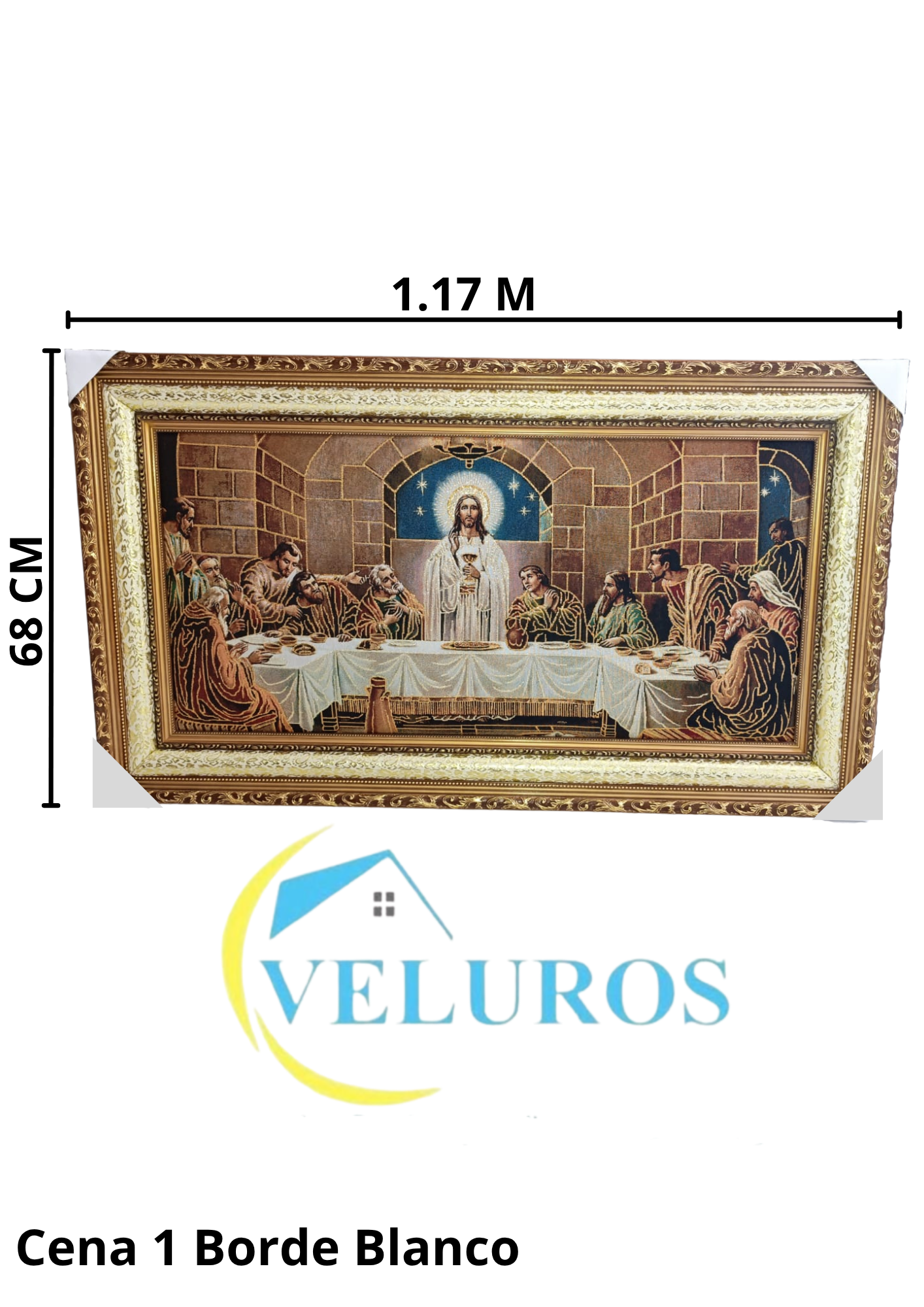 Cuadro en Tapiz Gobelino decorativo de 68x117cm con diseño religioso