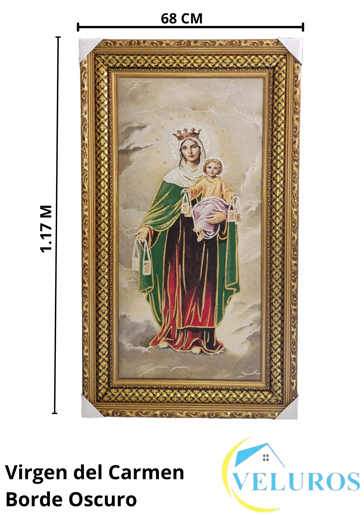 Cuadro en Tapiz Gobelino decorativo de 68x117cm con diseño religioso