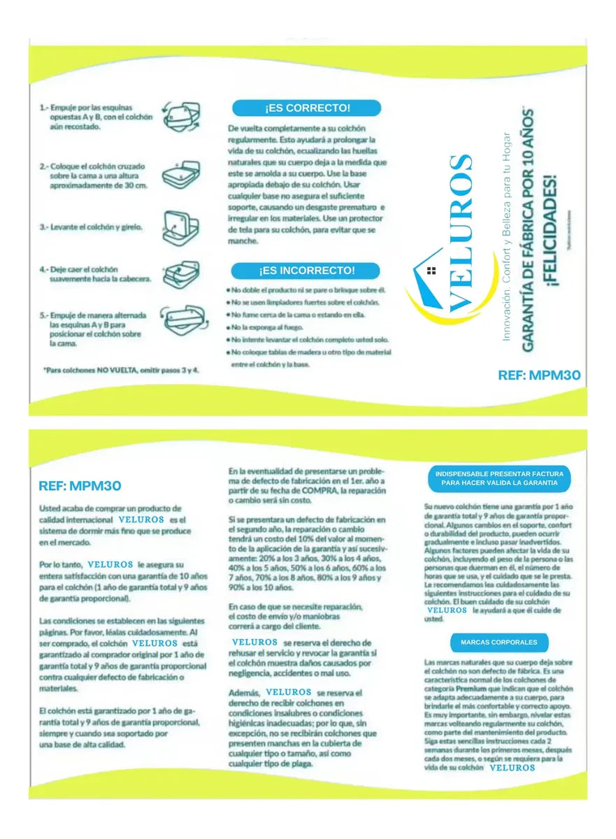 Colchón Veluros 1.40 REF: MPM30