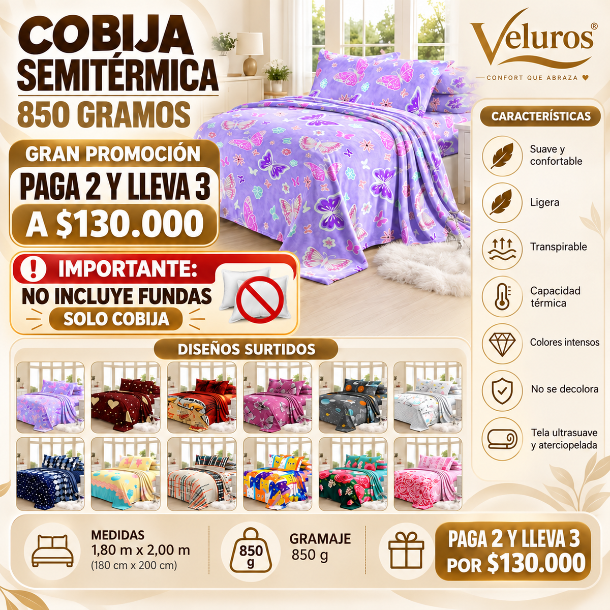 COBIJA SEMITERMICA Paga 2 y lleva 3 por $130.000