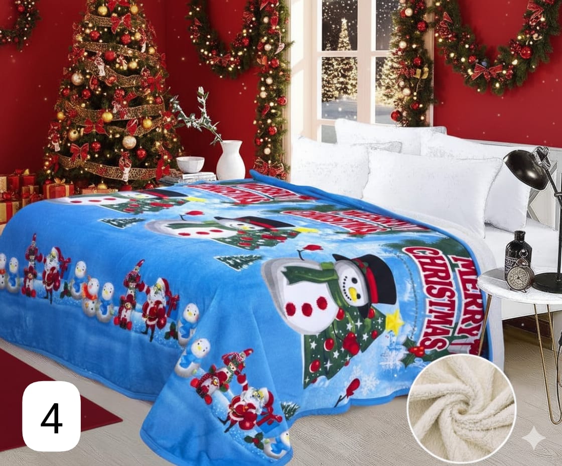 Cobija Ovejera Navideña decorativa con diseño de muñeco de nieve