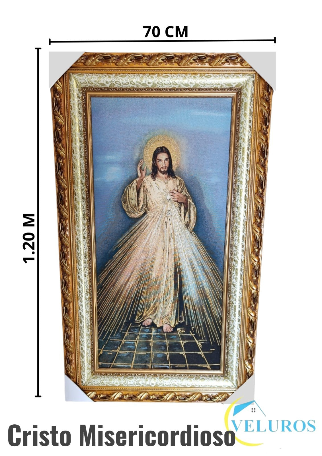 Cuadro en Tapiz Gobelino de 70x120cm con motivos religiosos y  en colores vibrantes