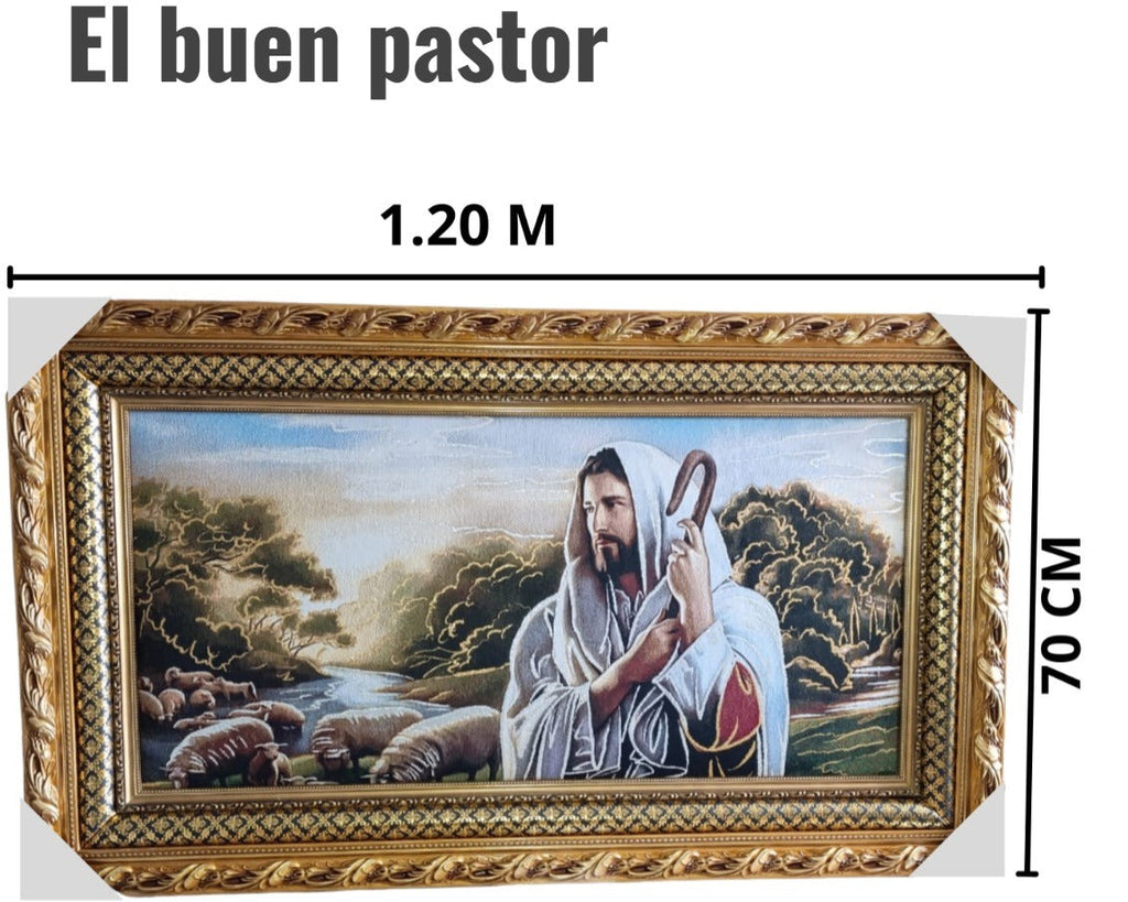 Cuadro en Tapiz Gobelino de 70x120cm con motivos religiosos y  en colores vibrantes