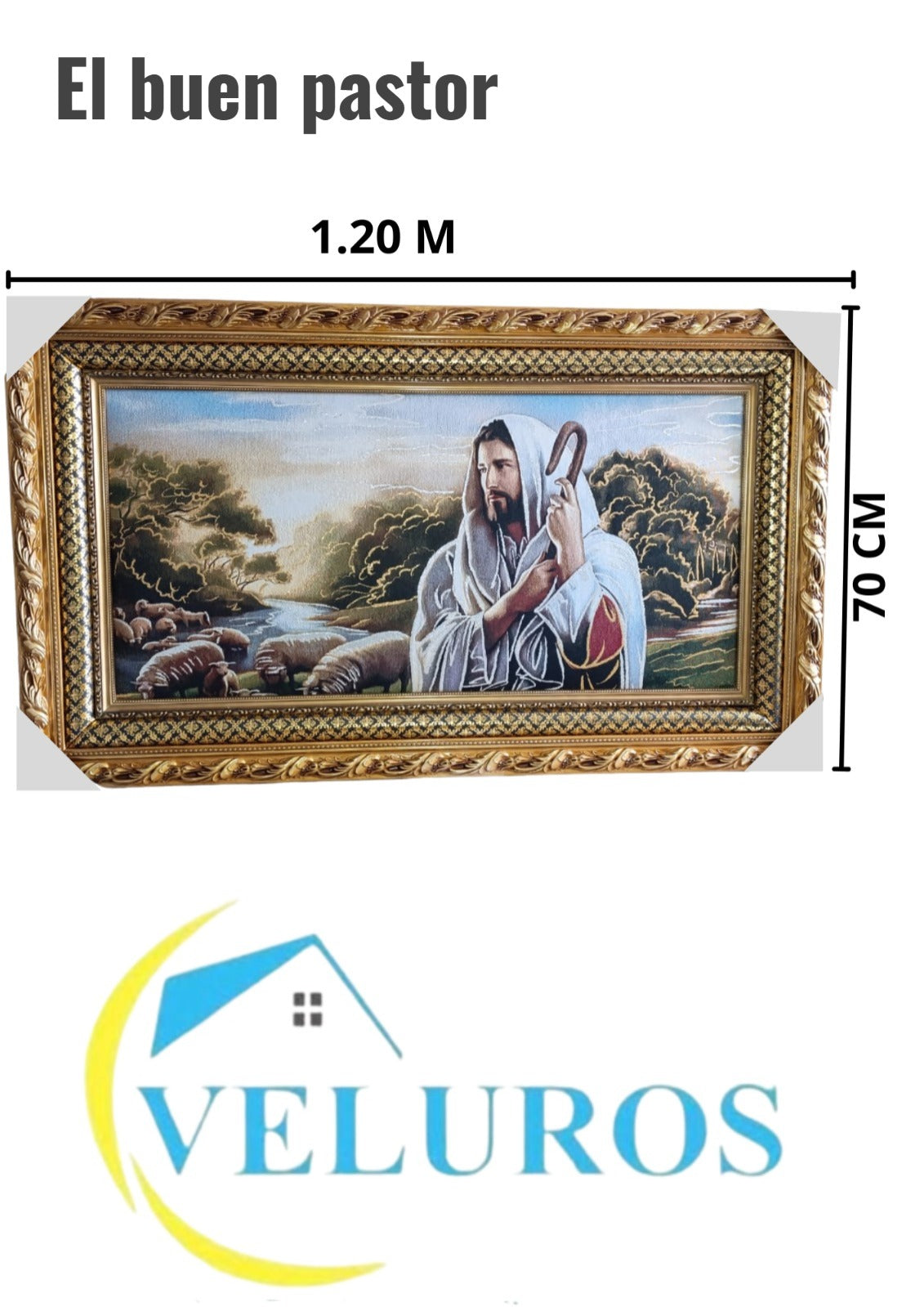 Cuadro en Tapiz Gobelino de 70x120cm con motivos religiosos y  en colores vibrantes