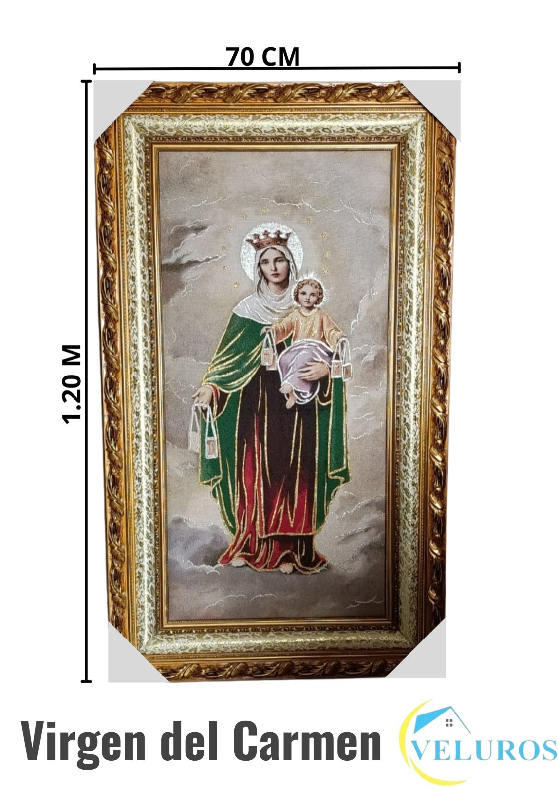 Cuadro en Tapiz Gobelino de 70x120cm con motivos religiosos y  en colores vibrantes