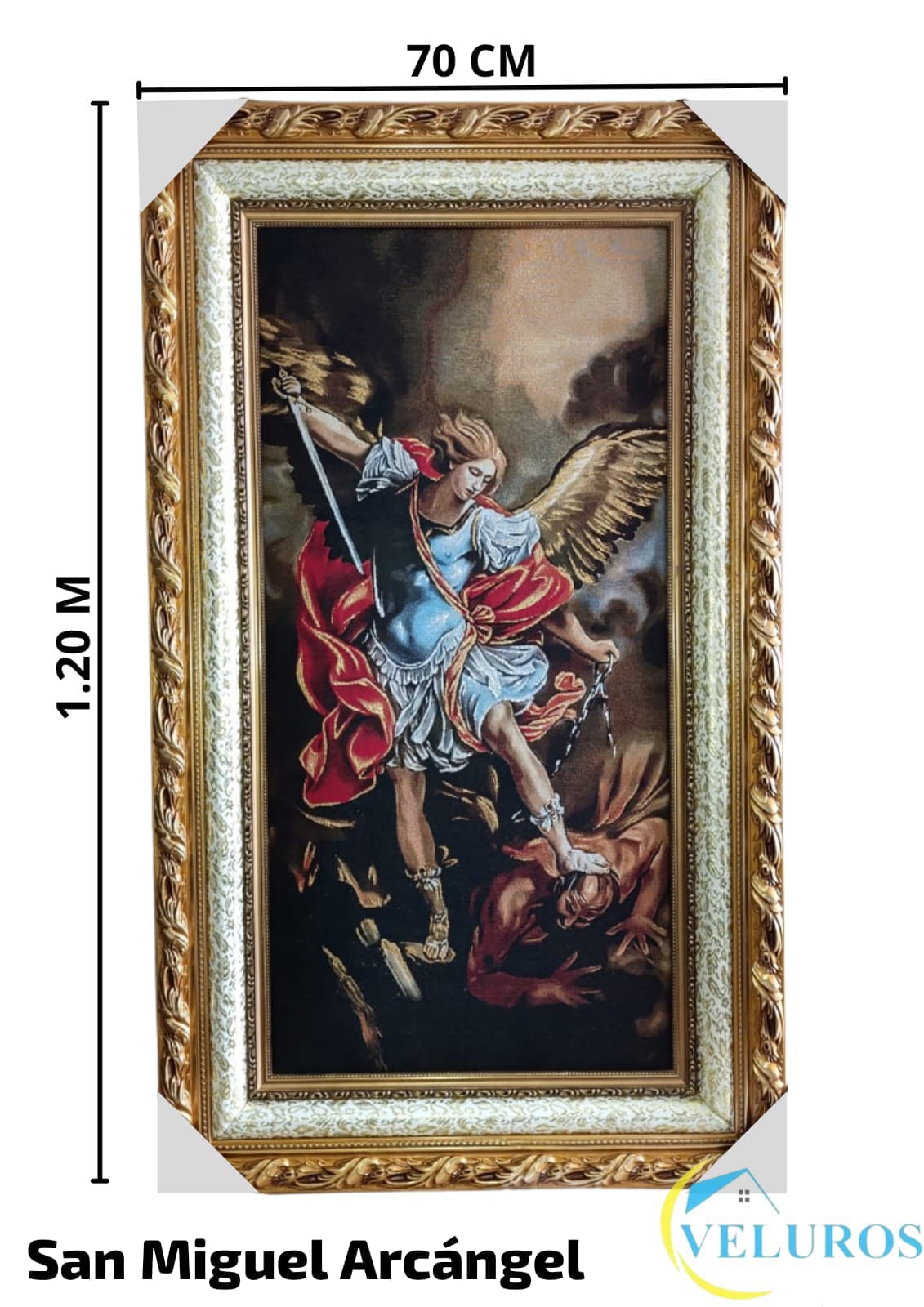 Cuadro en Tapiz Gobelino de 70x120cm con motivos religiosos y  en colores vibrantes