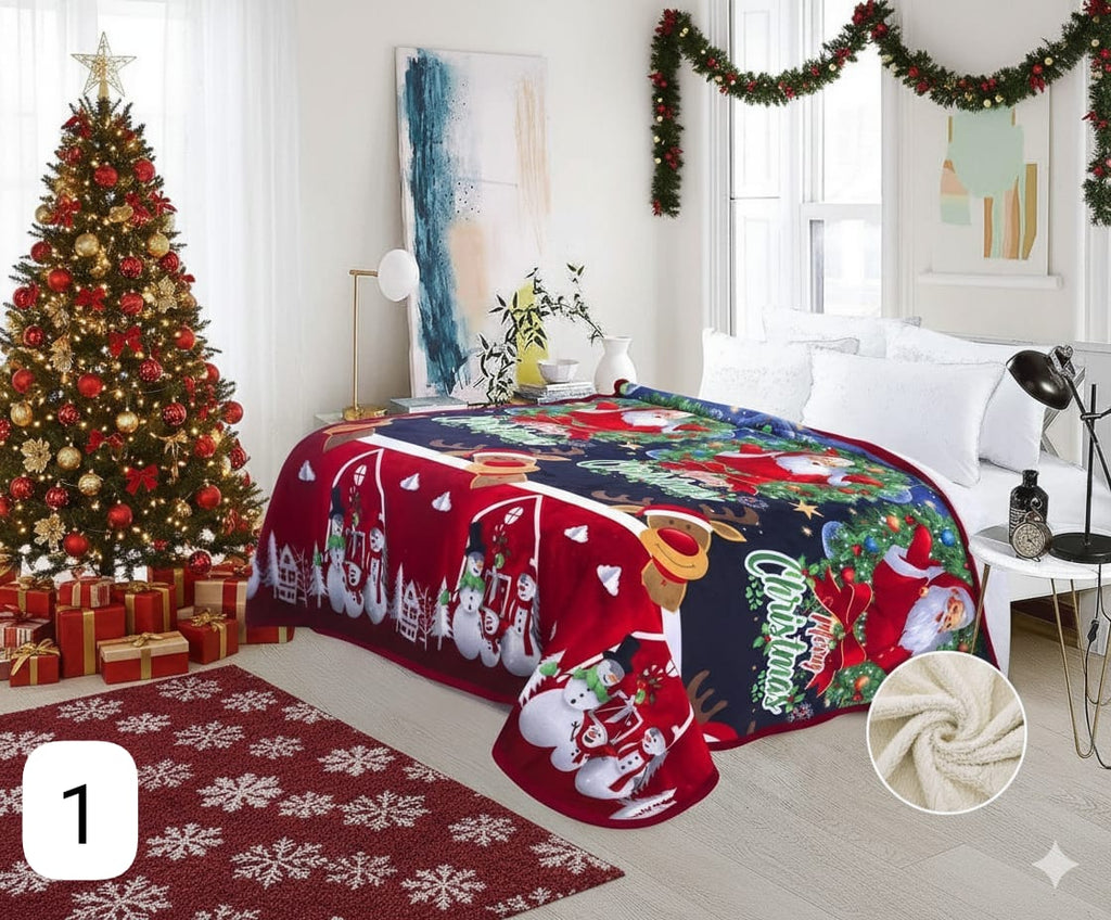Cobija navideña de microfibra ultra suave con estampado navideño
