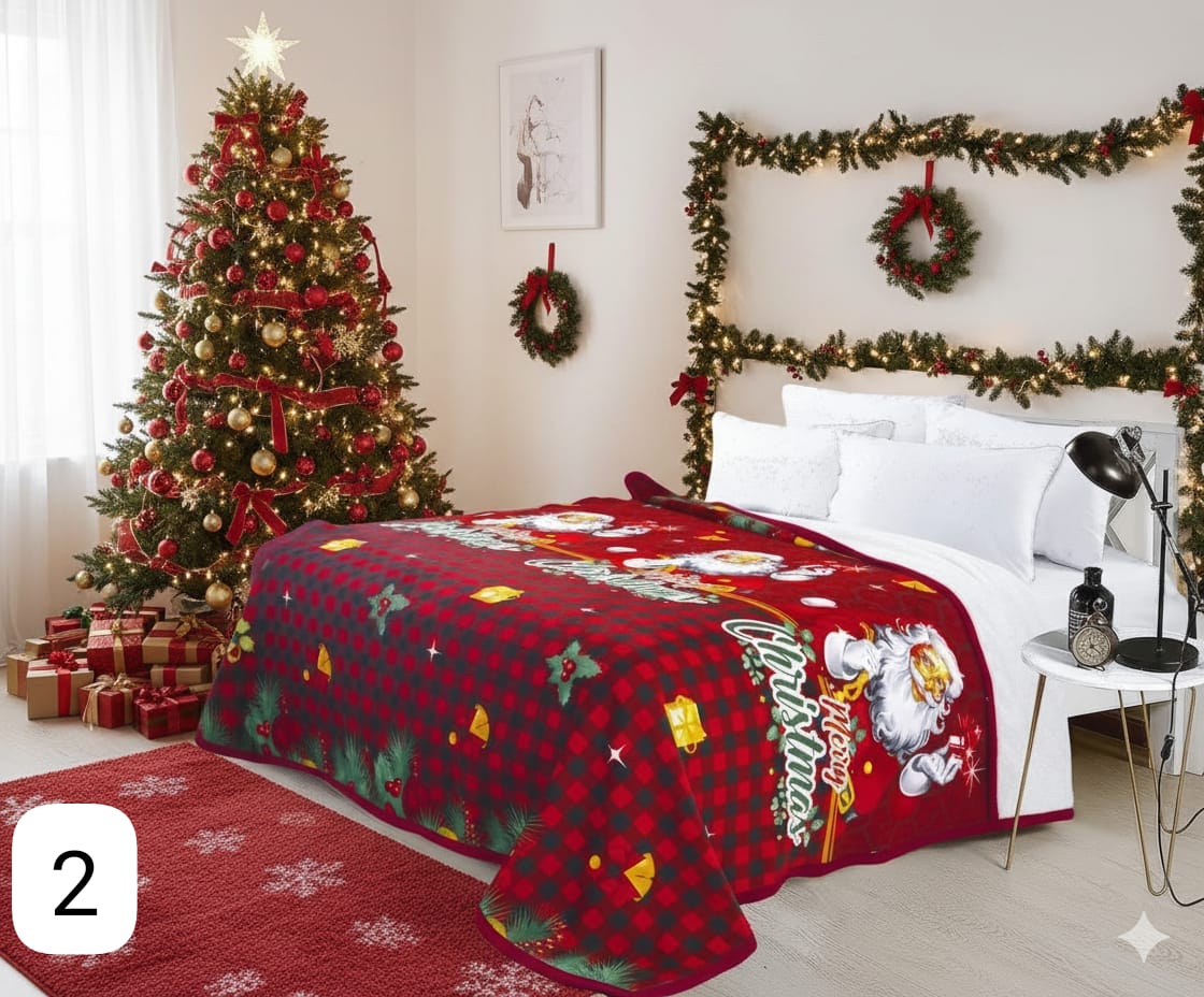 Cobija navideña de microfibra ultra suave con estampado navideño