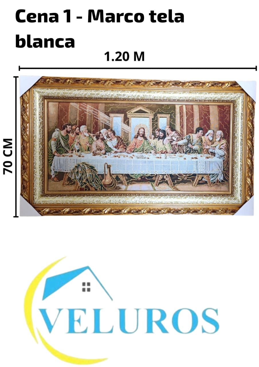 Cuadro en Tapiz Gobelino de 70x120cm con motivos religiosos y  en colores vibrantes